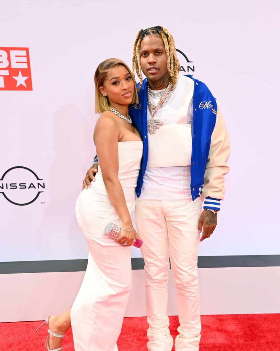 India Royale and Lil Durk posing together on the BET Awards red carpet