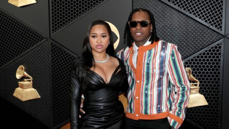 India Royale and Lil Durk on the red carpet at the Grammy Awards