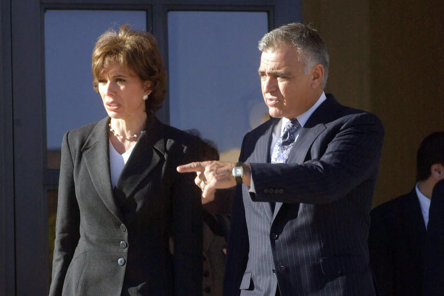 Jeanine Pirro and her then-husband Albert Pirro leaving the federal courthouse in White Plains, New York, on the day of his sentencing in November 2000